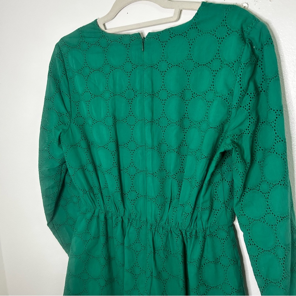 Jcrew green scalloped hem Vneck 3/4 length sleeve dress size 4 - Picture 8 of 8